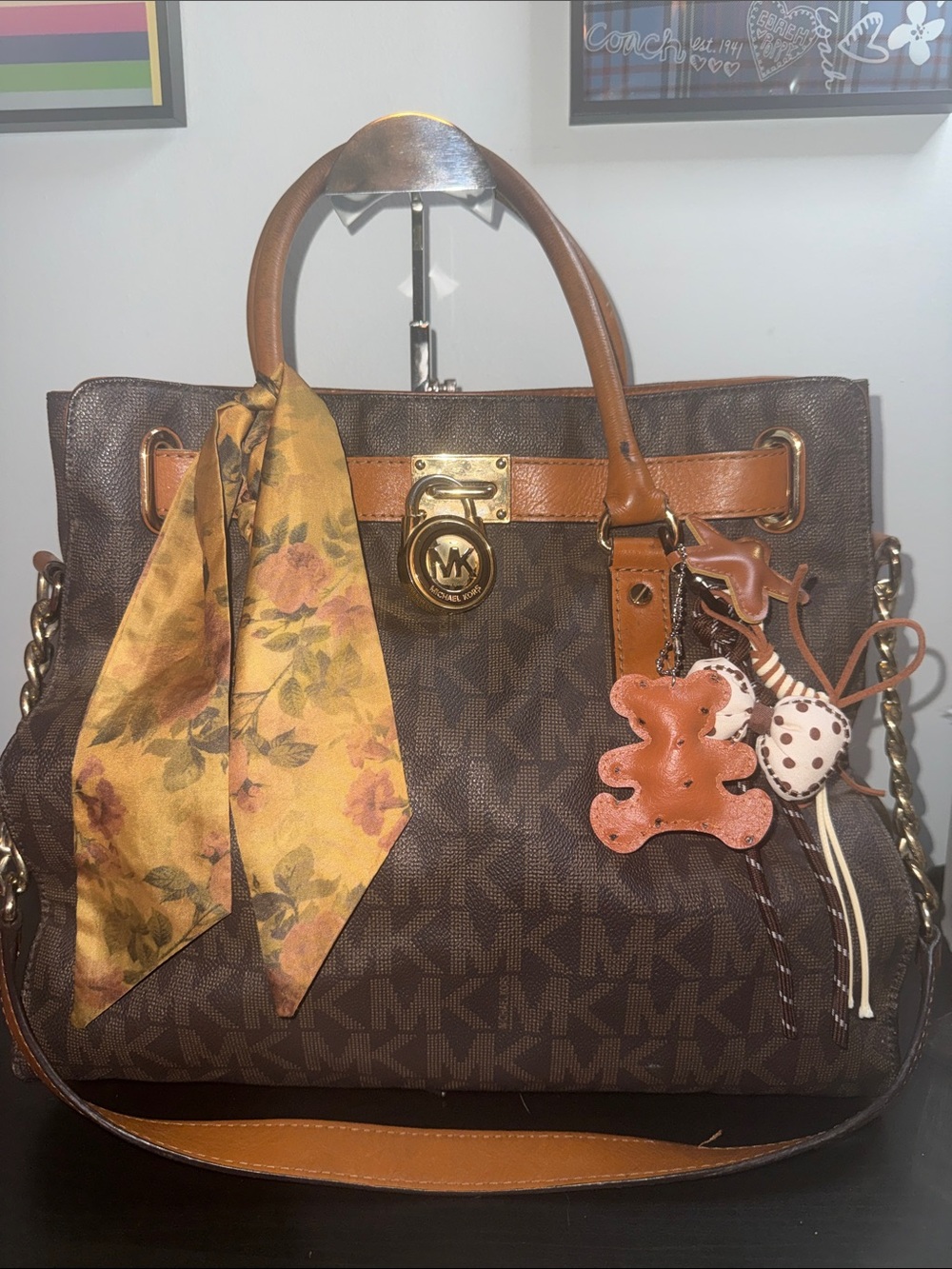 Michael Kors Brown and Tan Signature Monogram Tote